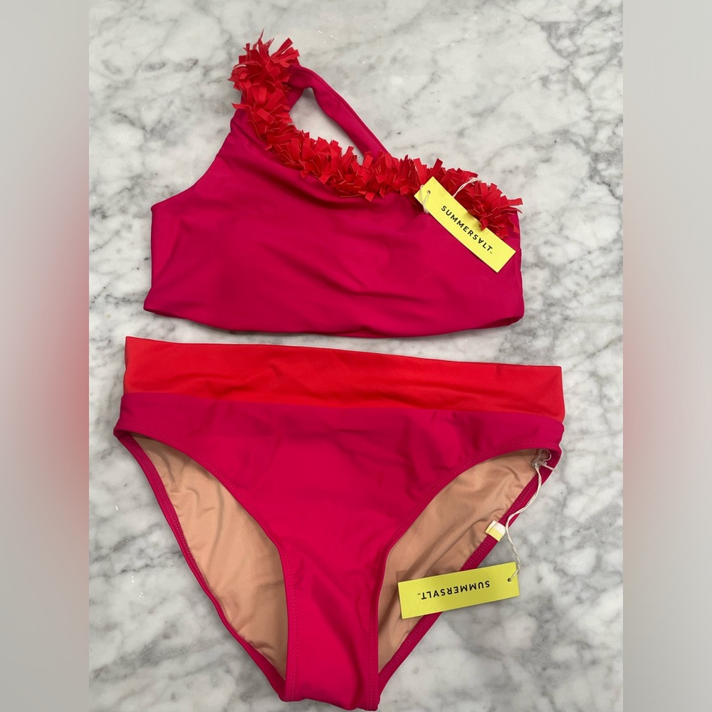 NWT SUMMERSALT Confetti Sidestroke Bikini (pink/coral)